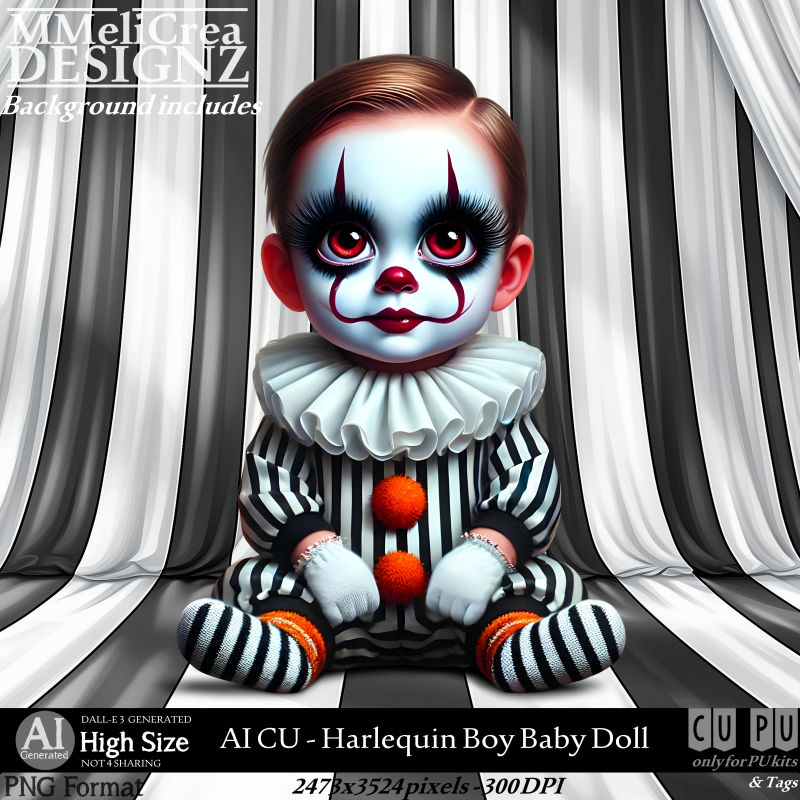 AI - CU Harlequin Boy Baby Doll (CU4PU/PNG) - Click Image to Close